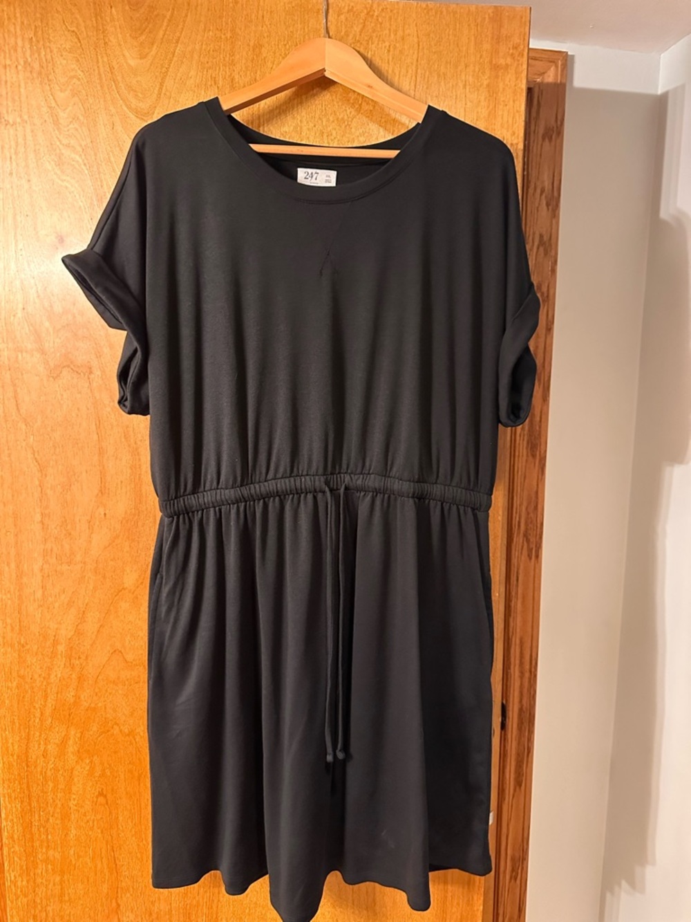 Maurice’s Black Short-Sleeve Drawstring Waist Dress